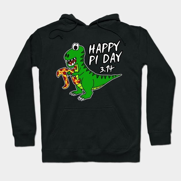 Happy Pi Day Dinosaur T-Rex Pizza Funny Hoodie by doodlerob